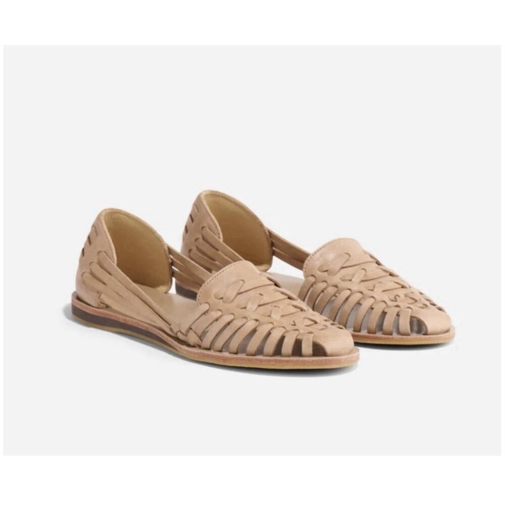 Nisolo for Anthropologie Leather Huarache Sandal in Brown Woven Flats W's Sz. 9